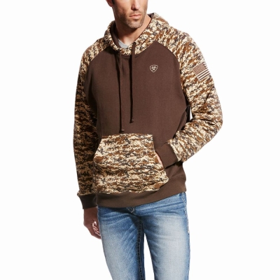 Camo Ariat Patriot Men's Hoodies | PITJ01385