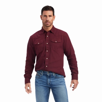 Chocolate Ariat Jurlington Retro Fit Men's Shirts | WNVC19324