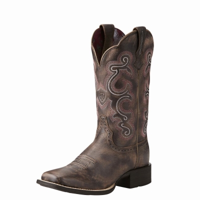 Chocolate Ariat Quickdraw Women's Western Boots | EPTK39854