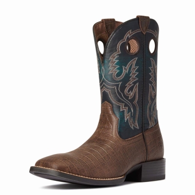 Chocolate Ariat Sport Buckout Men's Western Boots | YPRE06312