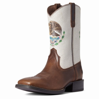 Chocolate Ariat Sport Orgullo Mexicano Men's Western Boots | EBWZ54173