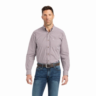 Claret Ariat Pro Series Francis Classic Fit Men's Shirts | NYUH79563