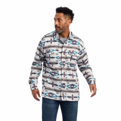 Dark Beige Ariat Caldwell Printed Men's Hoodies | ULHG76980