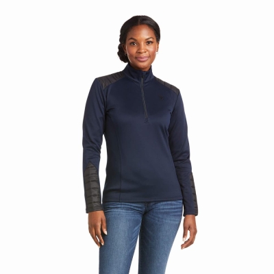 Dark Blue Ariat Ismay 1/2 Zip Women's Hoodies | AJDH65230