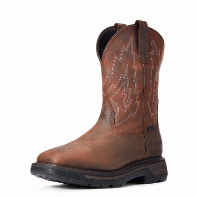 Dark Brown Ariat Big Rig Waterproof Men's Waterproof Boots | UIPM72513