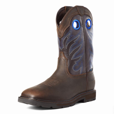 Dark Brown Ariat Groundwork Waterproof Men's Waterproof Boots | GMUO16275