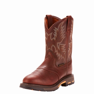 Dark Copper Ariat Workhog Pull-on Men's Work Boots | KLXC34826