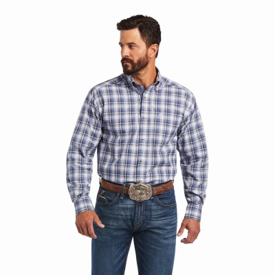 Dark Grey Blue Ariat Pro Series Bennett Classic Fit Men's Shirts | LZEF96053