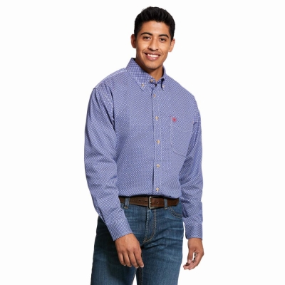 Deep Blue Ariat FR Liberty Men's Shirts | EFGV64827