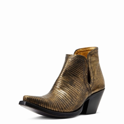 Gold Ariat Dixon Lizard Women's Booties | VURX63592