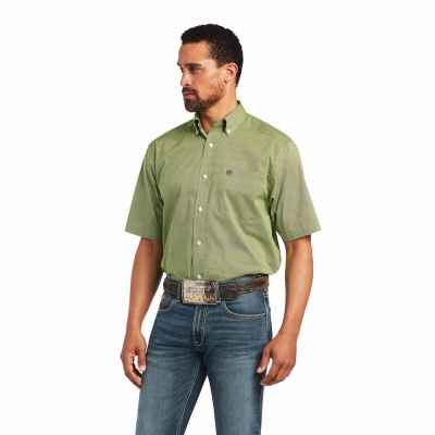 Green Ariat Branson Stretch Classic Fit Men's Shirts | ONTI89617