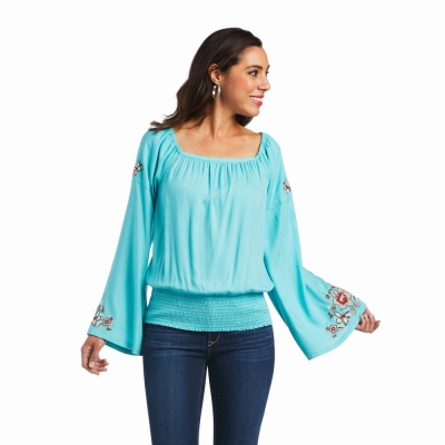 Green Ariat Chica Del Valle Women's Tops | GDAQ94587