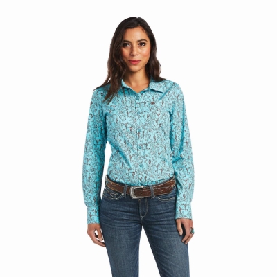 Green Ariat Kirby Stretch Women's Tops | ZRBH52836