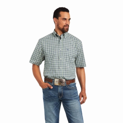 Green Ariat Pro Series Barrett Classic Fit Men's Shirts | SBCI04829