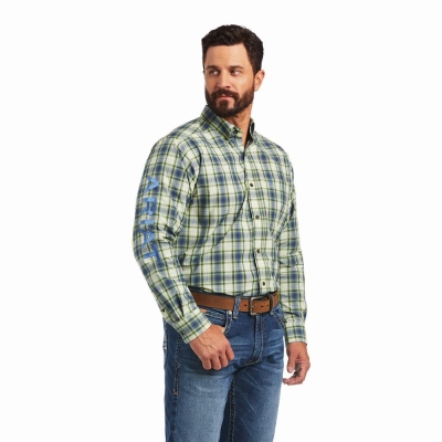 Green Ariat Pro Series Team Maxton Classic Fit Men's Shirts | JSIW54263