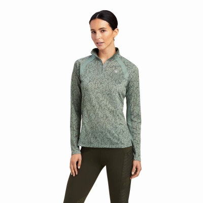 Green Ariat Sunstopper 2.0 1/4 Zip Women's Tops | PLKS05938