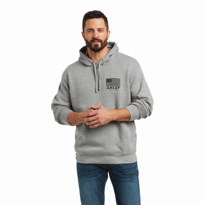 Grey Ariat Basic Men's Hoodies | VCLZ60487