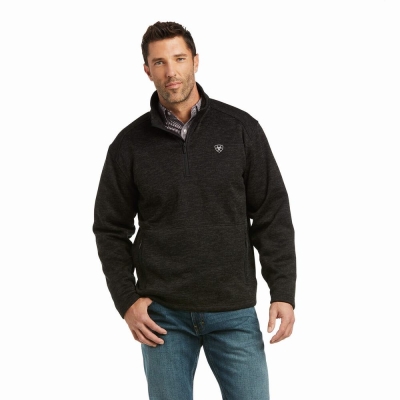 Grey Ariat Caldwell 1/4 Zip Men's Hoodies | ZXNS64809