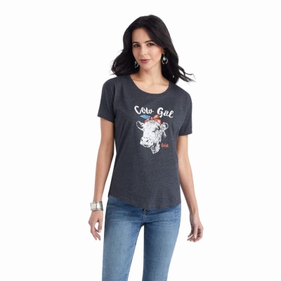 Grey Ariat Cow Gal Women's Tops | ZKIG49327