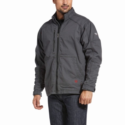 Grey Ariat FR DuraLight Stretch Canvas Field Men's Jackets | HTOA17698