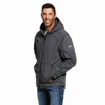 Grey Ariat FR DuraLight Stretch Canvas Men's Jackets | OBGY52389