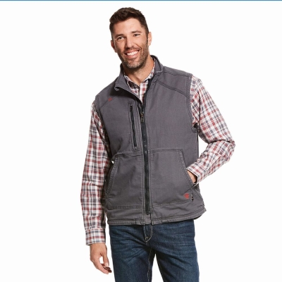 Grey Ariat FR DuraLight Stretch Canvas Men's Jackets | YRPW86927