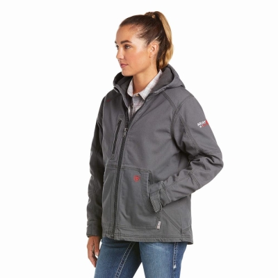 Grey Ariat FR DuraLight Stretch Canvas Women's Jackets | LMPB41390