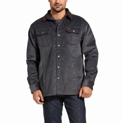 Grey Ariat FR DuraStretch Sherpa-lined Corduroy Men's Jackets | VFTQ70218