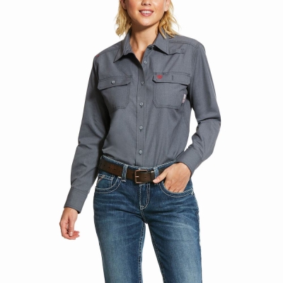 Grey Ariat FR Featherlight Women's Shirts | VNEF90358