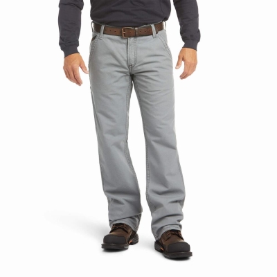 Grey Ariat FR M4 Relaxed Workhorse Cut Men's Pants | ORDZ80521