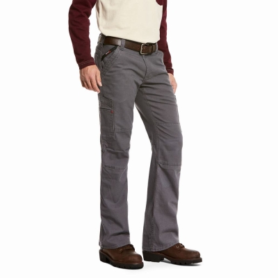 Grey Ariat FR M5 Stretch DuraLight Canvas Men's Pants | HJXI42357