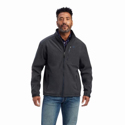 Grey Ariat Logo 2.0 Patriot Softshell Water Resistant Men's Jackets | KGAU25416