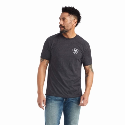 Grey Ariat Minimalist Men's Polo Shirts | ZKVH90736