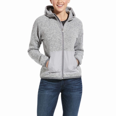 Grey Ariat Polartec Flou Full Zip Women's Hoodies | GUZR54726