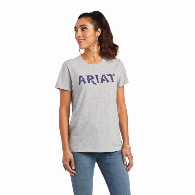 Grey Ariat REAL Tribal Lore Relaxed Women's Tops | PERC92504