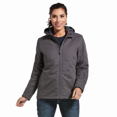 Grey Ariat Rebar DuraCanvas Insulated Women's Jackets | PWNO26380