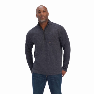 Grey Ariat Rebar Foundation 1/4 Zip Men's Polo Shirts | IPZT79243