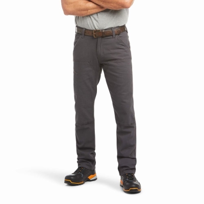 Grey Ariat Rebar M4 Low Rise DuraStretch Made Tough Double Front Men's Pants | DENS01243