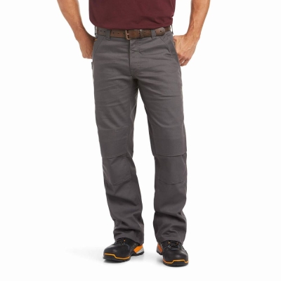 Grey Ariat Rebar M4 Relaxed DuraStretch Canvas Utility Cut Men's Pants | JEPU30681