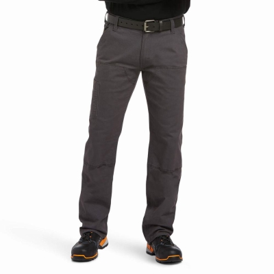 Grey Ariat Rebar M7 Slim DuraStretch Made Tough Double Front Men's Pants | AFXB92806