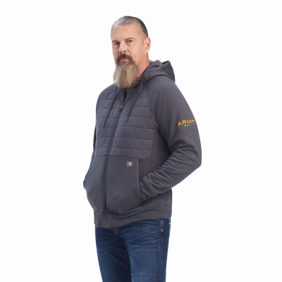 Grey Ariat Rebar Regulator Full Zip Men's Hoodies | FJZW04861