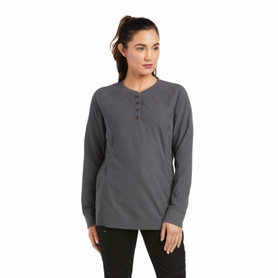 Grey Ariat Rebar Thermal Women's Shirts | CVEH08492