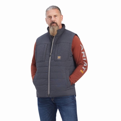 Grey Ariat Rebar Valiant Stretch Canvas Water Resistant Insulated Men's Jackets | YJDK80273