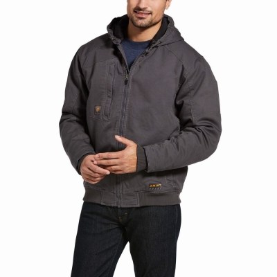 Grey Ariat Rebar Washed DuraCanvas Insulated Men's Jackets | LORE26194