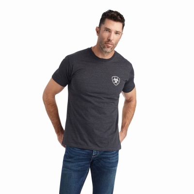 Grey Ariat Wingspan Men's Polo Shirts | LTHW62950