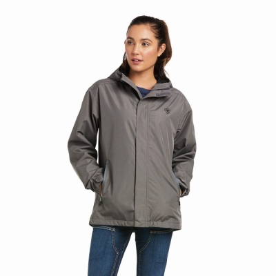 Grey Black Ariat Rebar Stormshell Logo Waterproof Women's Jackets | UYHR01759