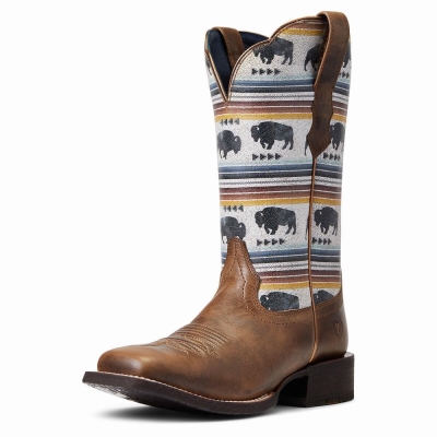 Grey Brown Ariat Circuit Savanna Women's Western Boots | BQFP87460