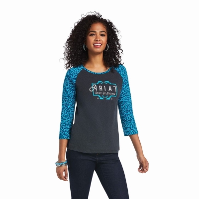 Grey Leopard Ariat REAL Freedom Women's Tops | KJVI23710