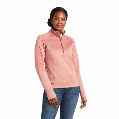 Grey Rose Ariat Tek Team 1/2 Zip Women's Hoodies | LBTK60389