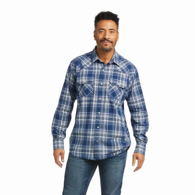 Indigo Ariat Hempstead Retro Fit Men's Shirts | ZTVC64715